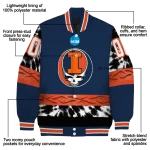 custom illinois fighting illini circle skull blue black varsity jacket best selling