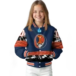 custom illinois fighting illini circle skull blue black varsity jacket best selling