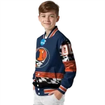 custom illinois fighting illini circle skull blue black varsity jacket best selling