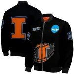 custom illinois fighting illini claw shred black bomber jacket best selling