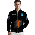 custom illinois fighting illini claw shred black bomber jacket best selling