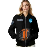 custom illinois fighting illini claw shred black bomber jacket best selling