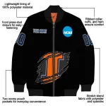 custom illinois fighting illini claw shred black bomber jacket best selling