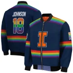 custom illinois fighting illini rainbow jersey number blue bomber jacket best selling