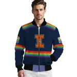 custom illinois fighting illini rainbow jersey number blue bomber jacket best selling