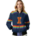 custom illinois fighting illini rainbow jersey number blue bomber jacket best selling