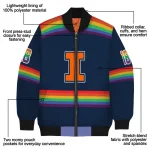 custom illinois fighting illini rainbow jersey number blue bomber jacket best selling
