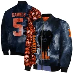 custom illinois fighting illini skull cluster blue bomber jacket best selling