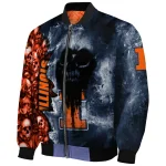custom illinois fighting illini skull cluster blue bomber jacket best selling