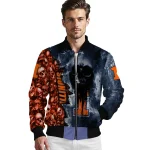 custom illinois fighting illini skull cluster blue bomber jacket best selling