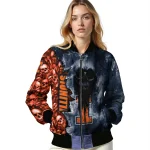 custom illinois fighting illini skull cluster blue bomber jacket best selling
