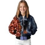 custom illinois fighting illini skull cluster blue bomber jacket best selling