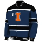 custom illinois fighting illini stripe statement blue black varsity jacket best selling