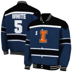 custom illinois fighting illini stripe statement blue black varsity jacket best selling