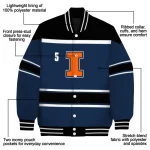 custom illinois fighting illini stripe statement blue black varsity jacket best selling
