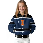 custom illinois fighting illini stripe statement blue black varsity jacket best selling