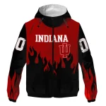 custom indiana hoosiers flame trim red black windbreaker jacket best selling