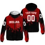 custom indiana hoosiers flame trim red black windbreaker jacket best selling