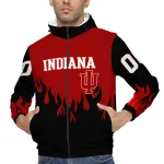 custom indiana hoosiers flame trim red black windbreaker jacket best selling
