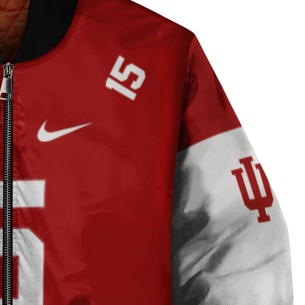 custom indiana hoosiers team patch red bomber jacket premium grade custom indiana hoosiers team patch red bomber jacket premium grade
