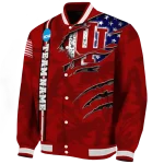 custom indiana hoosiers usa flag claws red varsity jacket best selling