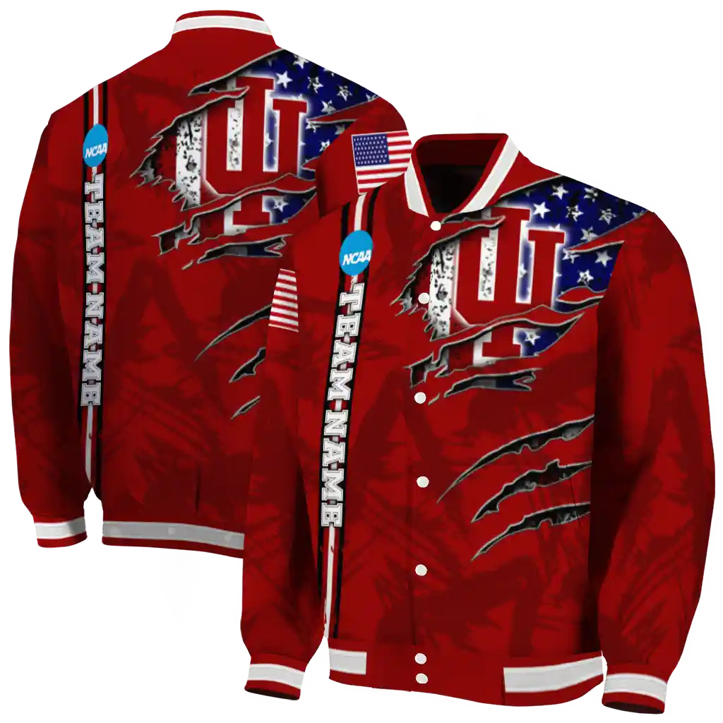 custom indiana hoosiers usa flag claws red varsity jacket fashion forward custom indiana hoosiers usa flag claws red varsity jacket fashion forward