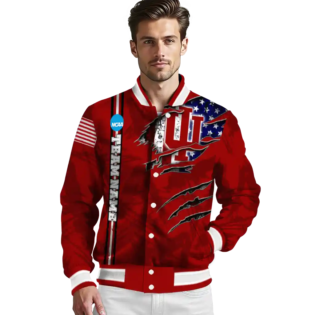 custom indiana hoosiers usa flag claws red varsity jacket high quality custom indiana hoosiers usa flag claws red varsity jacket high quality