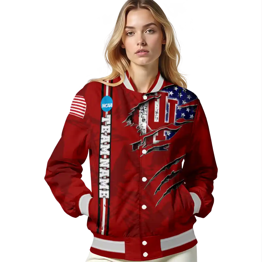 custom indiana hoosiers usa flag claws red varsity jacket latest model custom indiana hoosiers usa flag claws red varsity jacket latest model