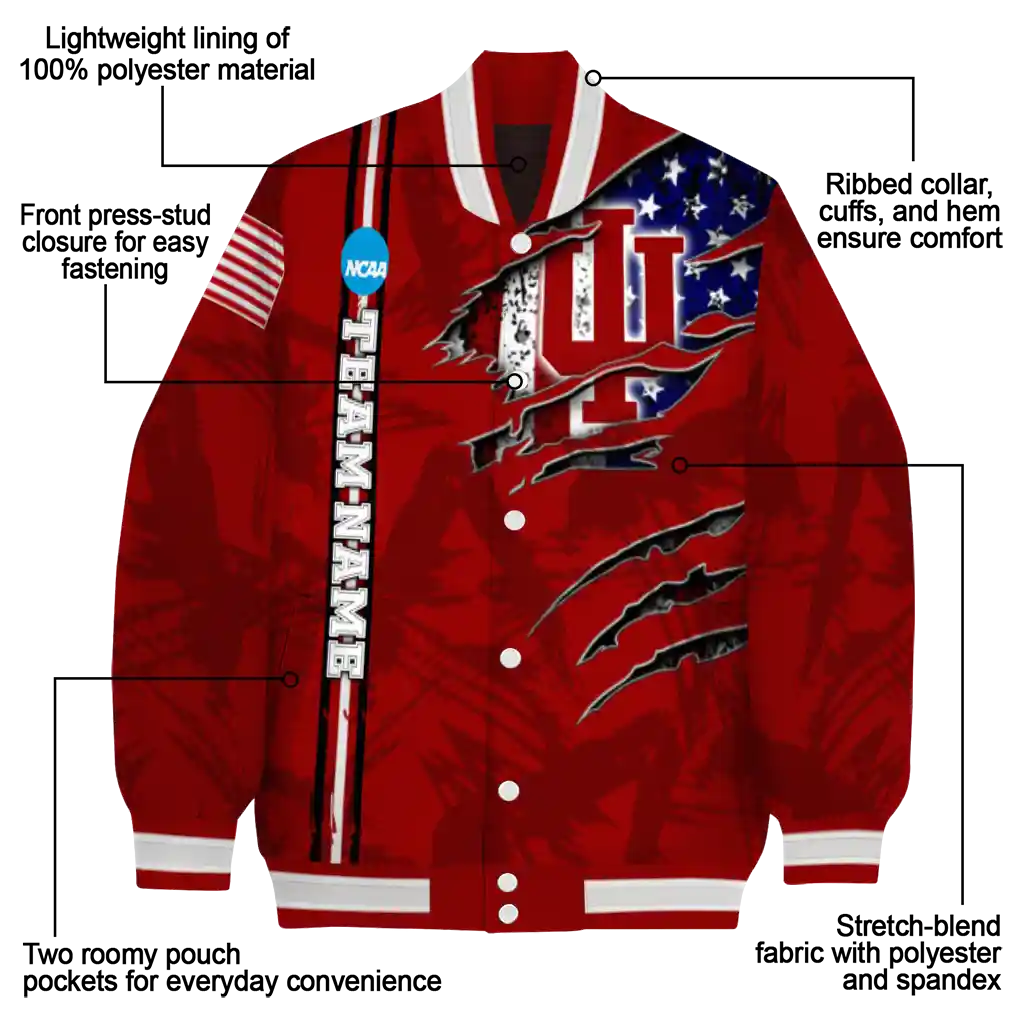 custom indiana hoosiers usa flag claws red varsity jacket new arrival custom indiana hoosiers usa flag claws red varsity jacket new arrival