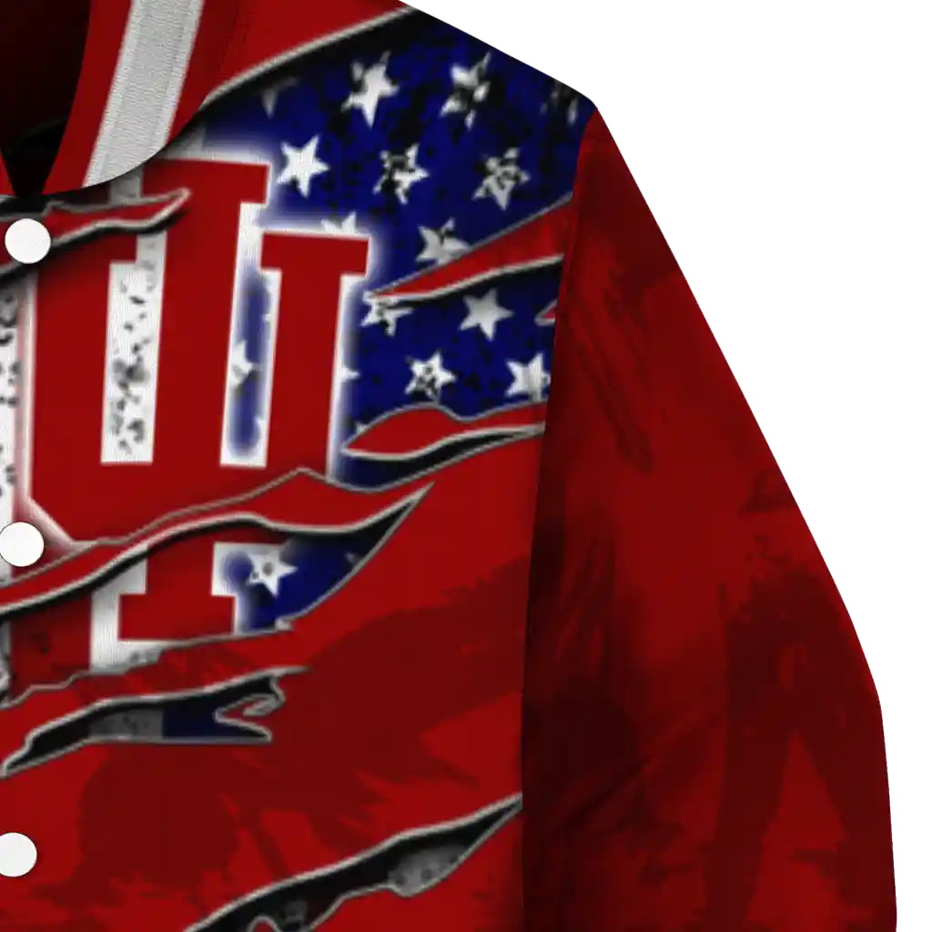 custom indiana hoosiers usa flag claws red varsity jacket premium grade custom indiana hoosiers usa flag claws red varsity jacket premium grade