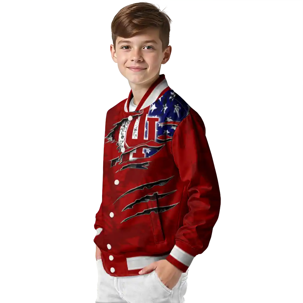 custom indiana hoosiers usa flag claws red varsity jacket trendy custom indiana hoosiers usa flag claws red varsity jacket trendy