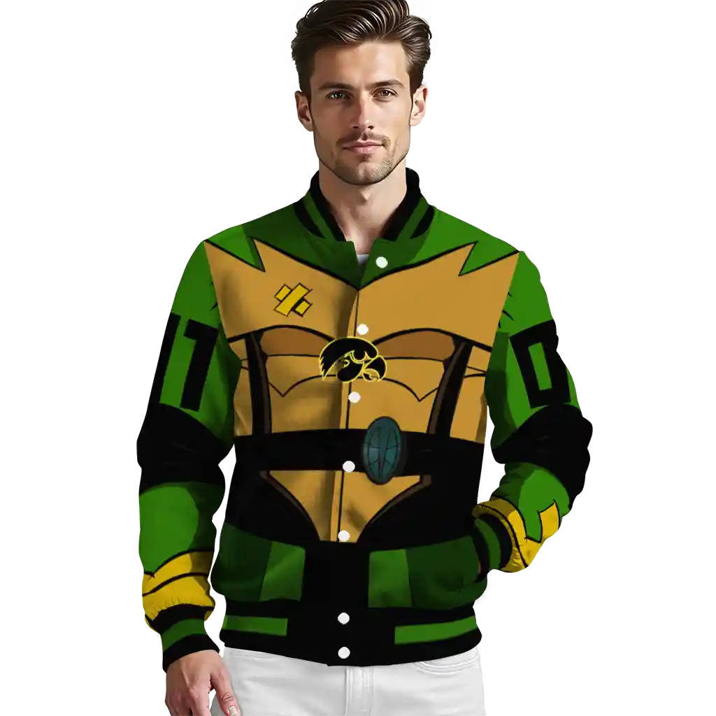 custom iowa hawkeyes turtle armor varsity jacket high quality custom iowa hawkeyes turtle armor varsity jacket high quality