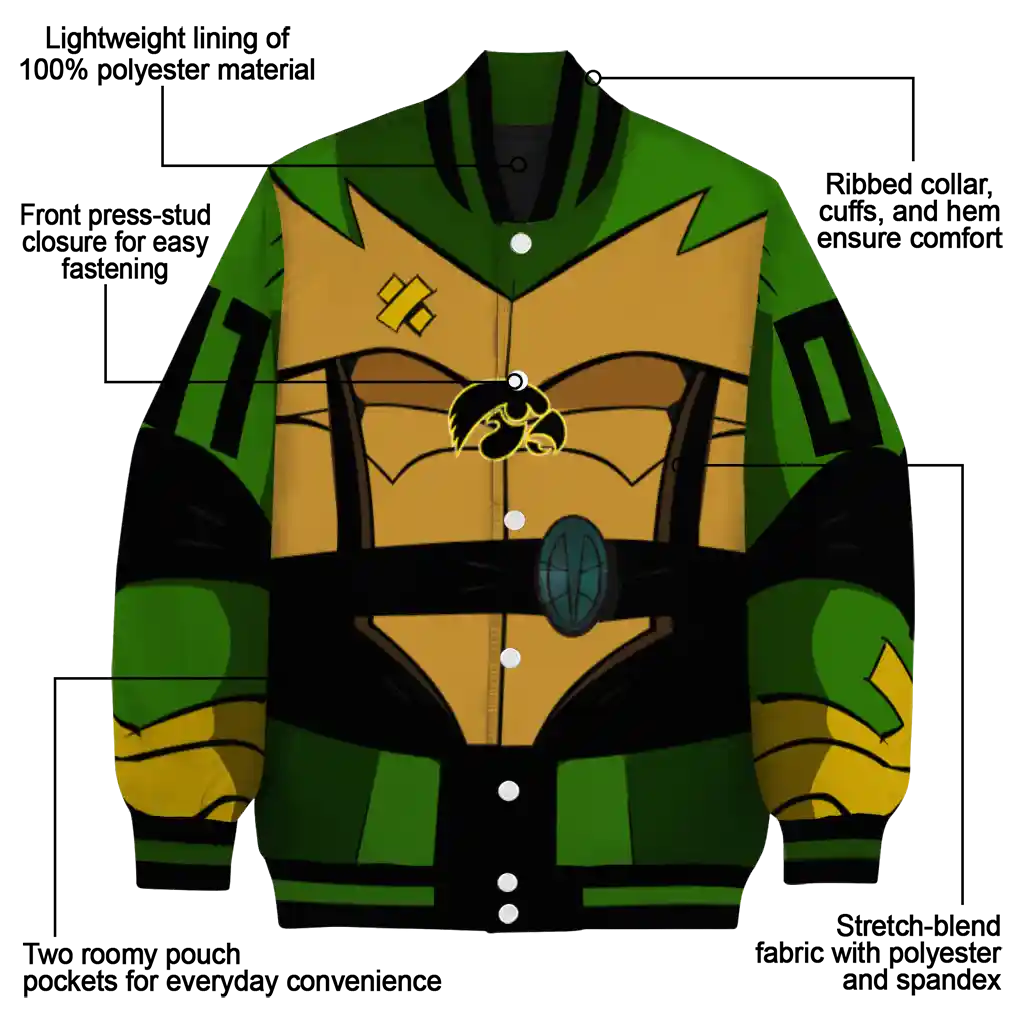 custom iowa hawkeyes turtle armor varsity jacket new arrival custom iowa hawkeyes turtle armor varsity jacket new arrival
