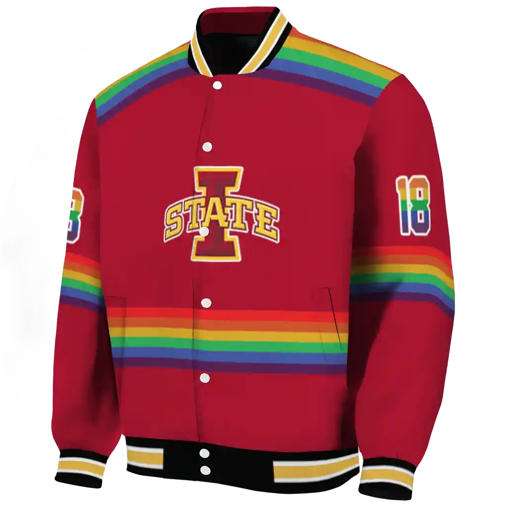 custom iowa state cyclones rainbow jersey number red varsity jacket best selling custom iowa state cyclones rainbow jersey number red varsity jacket best selling