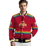 custom iowa state cyclones rainbow jersey number red varsity jacket best selling