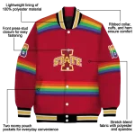 custom iowa state cyclones rainbow jersey number red varsity jacket best selling
