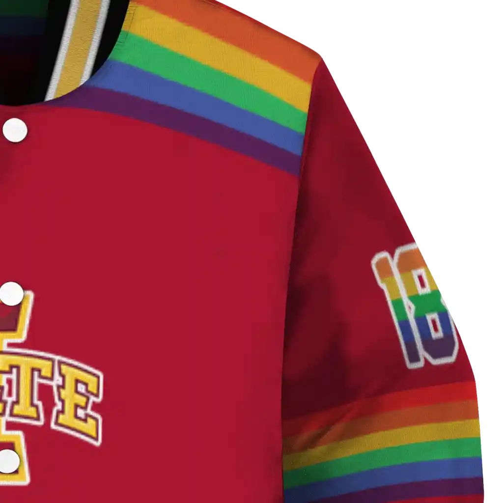 custom iowa state cyclones rainbow jersey number red varsity jacket premium grade custom iowa state cyclones rainbow jersey number red varsity jacket premium grade