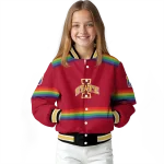 custom iowa state cyclones rainbow jersey number red varsity jacket best selling
