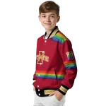 custom iowa state cyclones rainbow jersey number red varsity jacket best selling
