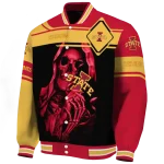 custom iowa state cyclones reaper hands red black varsity jacket best selling