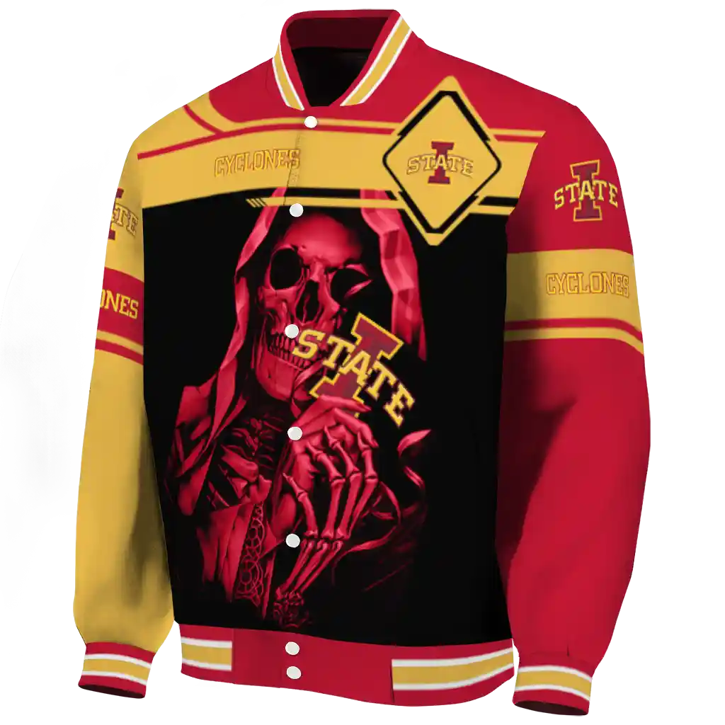 custom iowa state cyclones reaper hands red black varsity jacket best selling custom iowa state cyclones reaper hands red black varsity jacket best selling