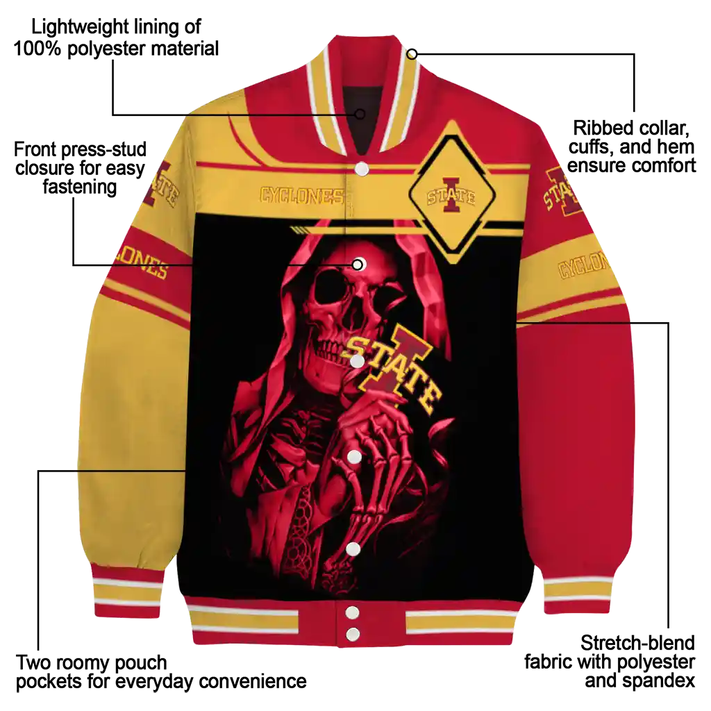 custom iowa state cyclones reaper hands red black varsity jacket new arrival custom iowa state cyclones reaper hands red black varsity jacket new arrival