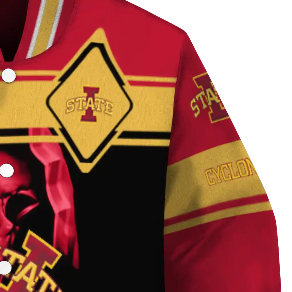 custom iowa state cyclones reaper hands red black varsity jacket premium grade custom iowa state cyclones reaper hands red black varsity jacket premium grade