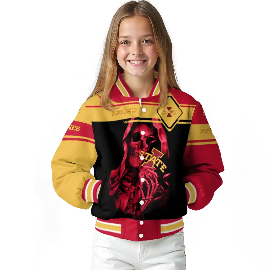 custom iowa state cyclones reaper hands red black varsity jacket top rated custom iowa state cyclones reaper hands red black varsity jacket top rated