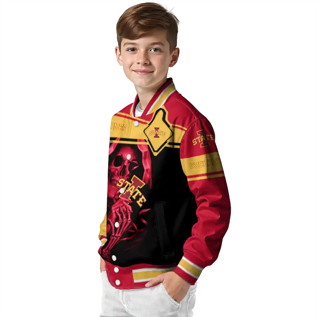 custom iowa state cyclones reaper hands red black varsity jacket trendy custom iowa state cyclones reaper hands red black varsity jacket trendy