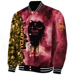 custom iowa state cyclones skull cluster red varsity jacket best selling