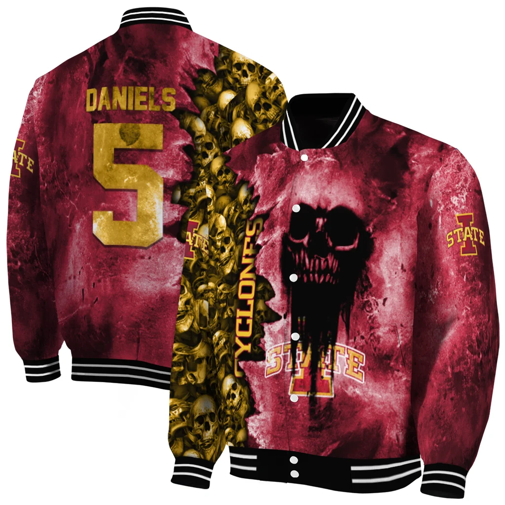 custom iowa state cyclones skull cluster red varsity jacket fashion forward custom iowa state cyclones skull cluster red varsity jacket fashion forward