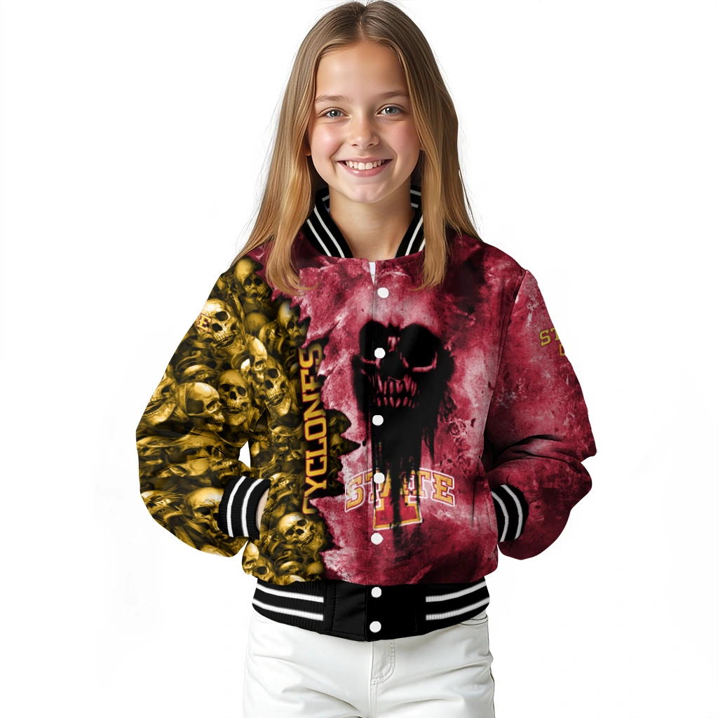 custom iowa state cyclones skull cluster red varsity jacket top rated custom iowa state cyclones skull cluster red varsity jacket top rated