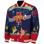 custom iowa state cyclones spongebob playtime red blue varsity jacket best selling