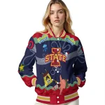 custom iowa state cyclones spongebob playtime red blue varsity jacket best selling